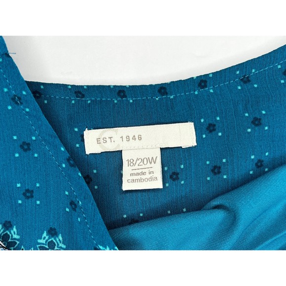 C EST 1946 Womens Sleeveless Shift Blouse Top Teal Sheer Layer Plus Size 18/20W - Picture 10 of 12